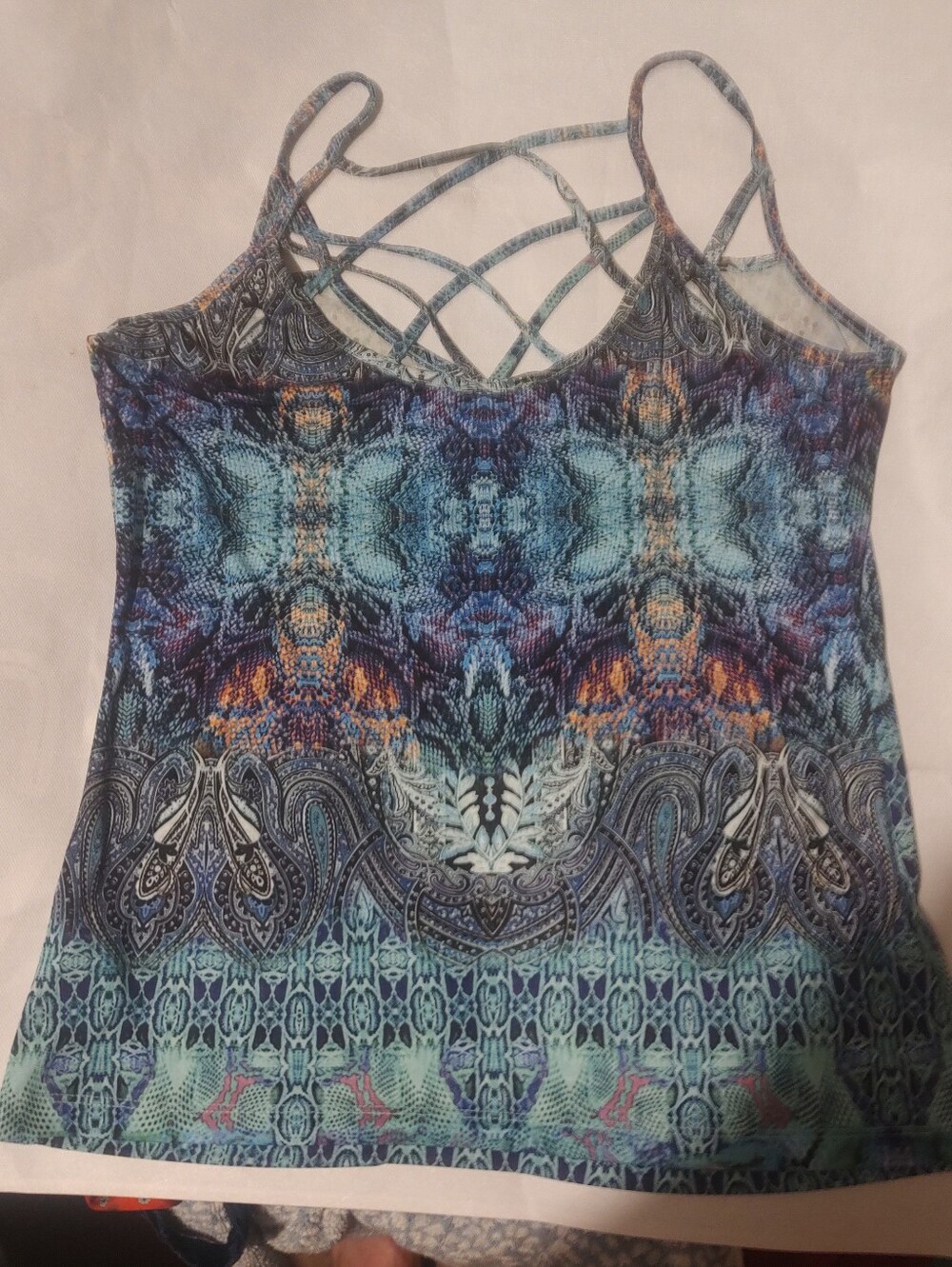 VENUS Blue Teal Patterned Strappy Camisole